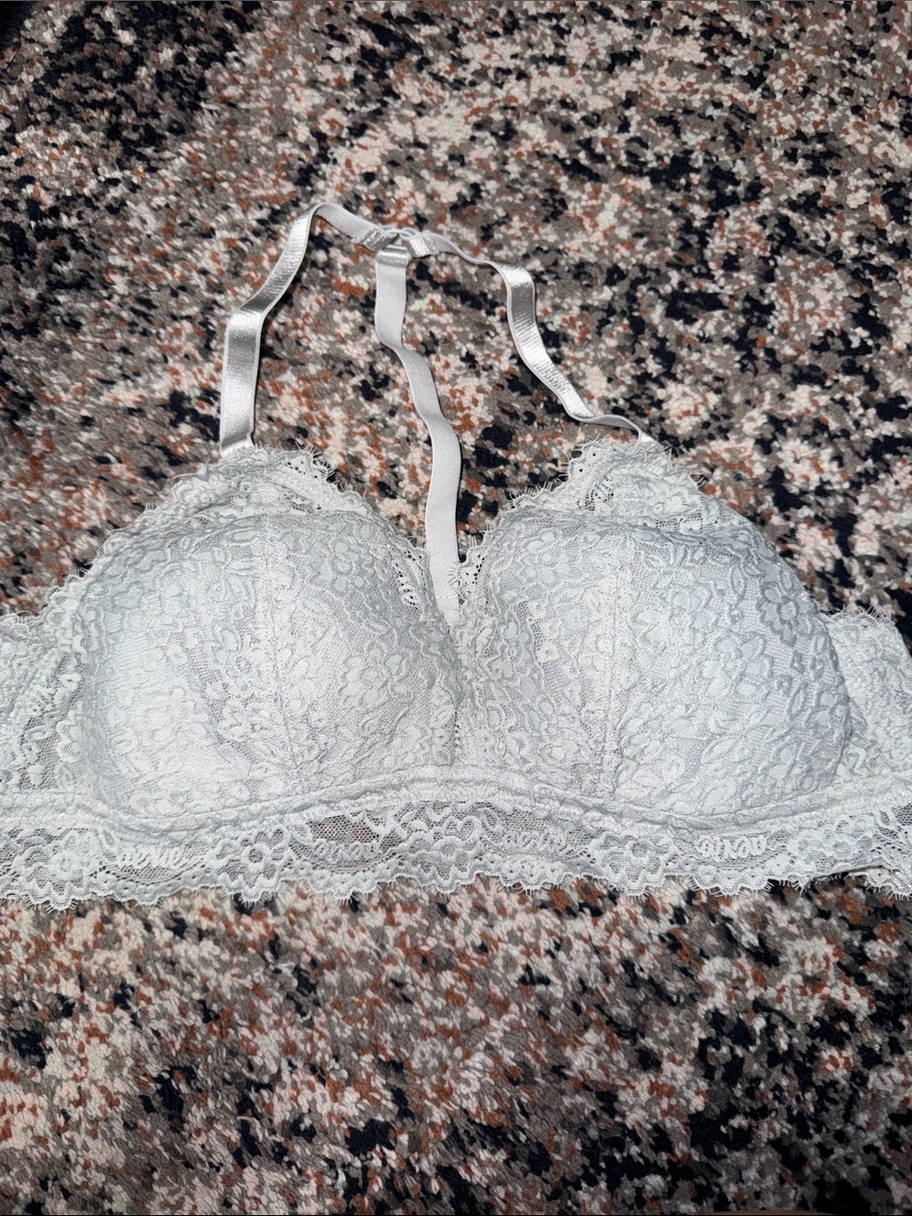 aerie White Lace Bralette with Decorative Straps